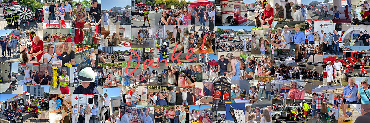 Danke Collage Jubiläum Eine Collage von Bildern von der Veranstaltung zum 75. Jubiläum des Kreisverbandes